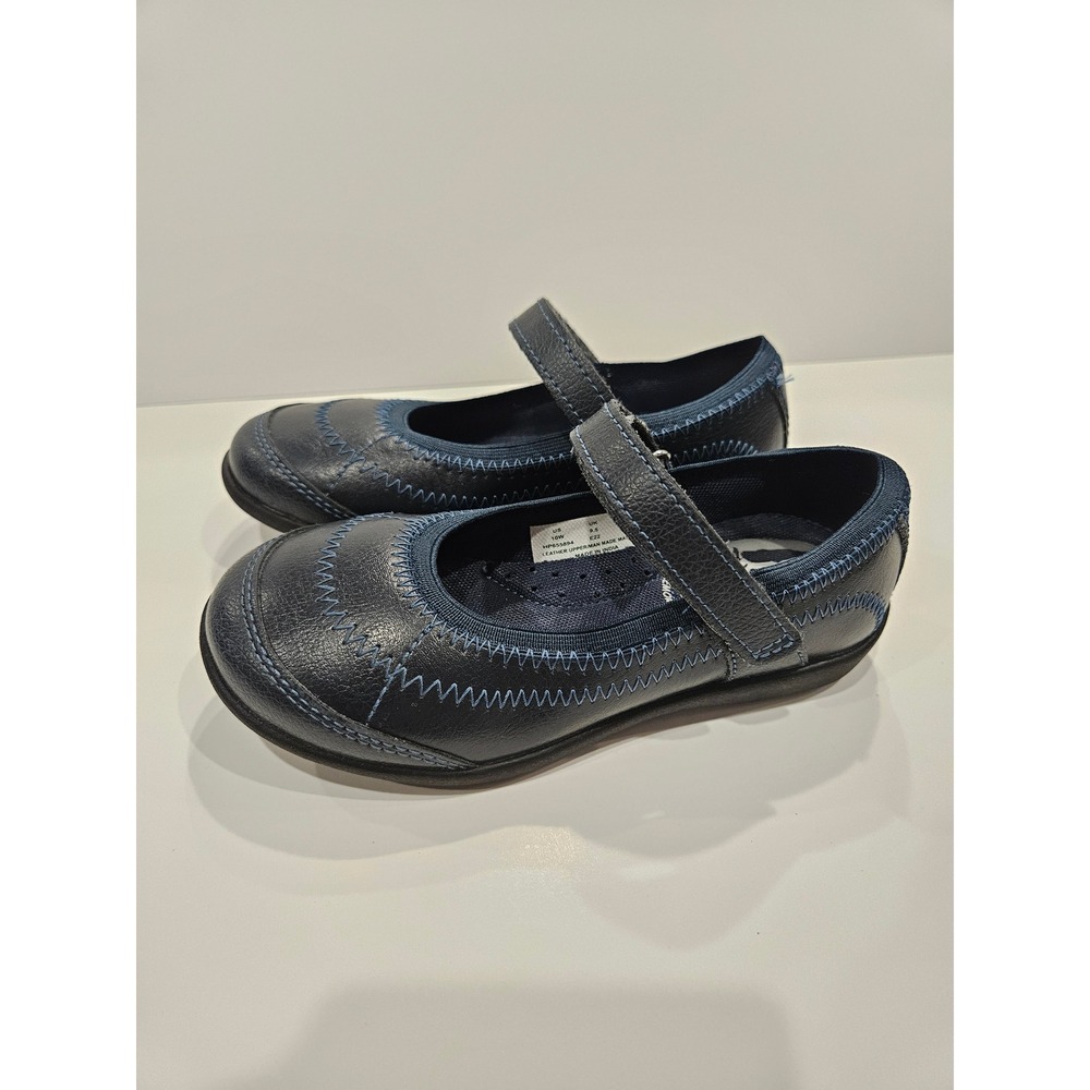 Hush Puppies Kids Navy Blue Leather Mary Jane Flats Memory Size 10W‎